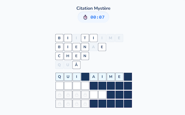 Aperçu de l’exercice Citation Mystère