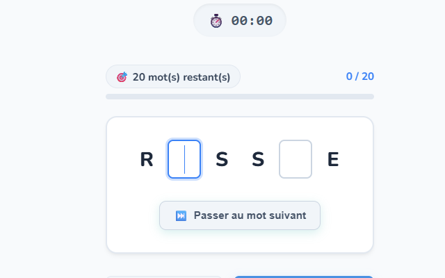 Aperçu de l’exercice Mots à Compléter